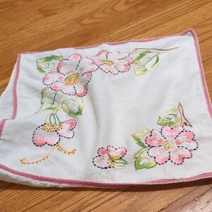 Vintage, Floral Embroidered Pillowcase